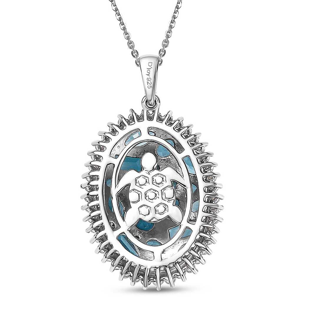 Betroka Blue Apatite and Moissanite Pendant Necklace