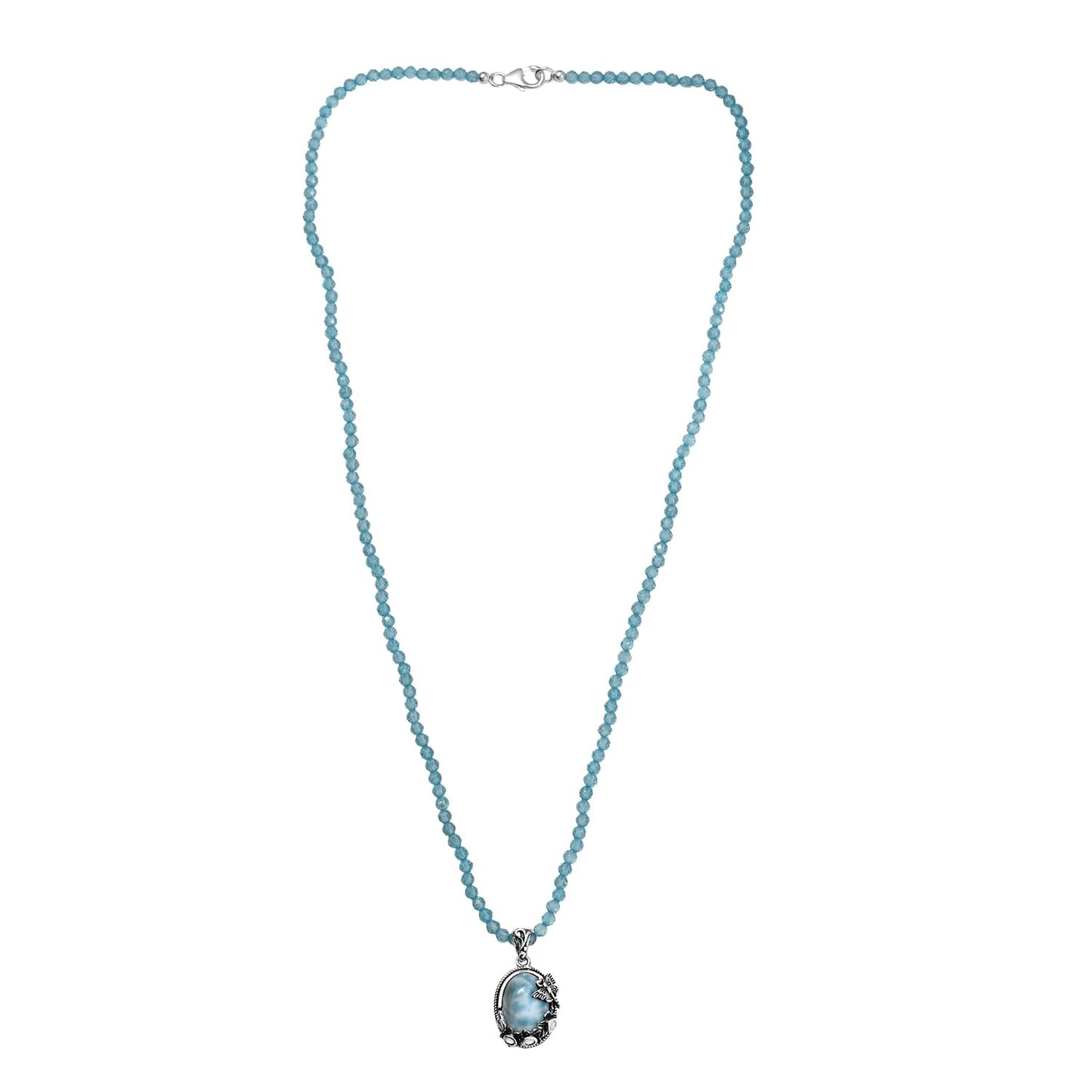 Caribbean Larimar Pendant - Artisan Crafted Stress Relief Talisman