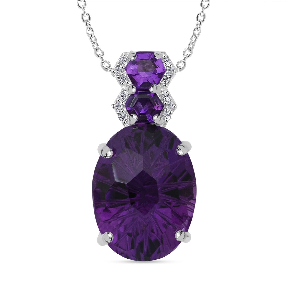 Amethyst & Zircon Pendant Necklace – Elegant Radiance