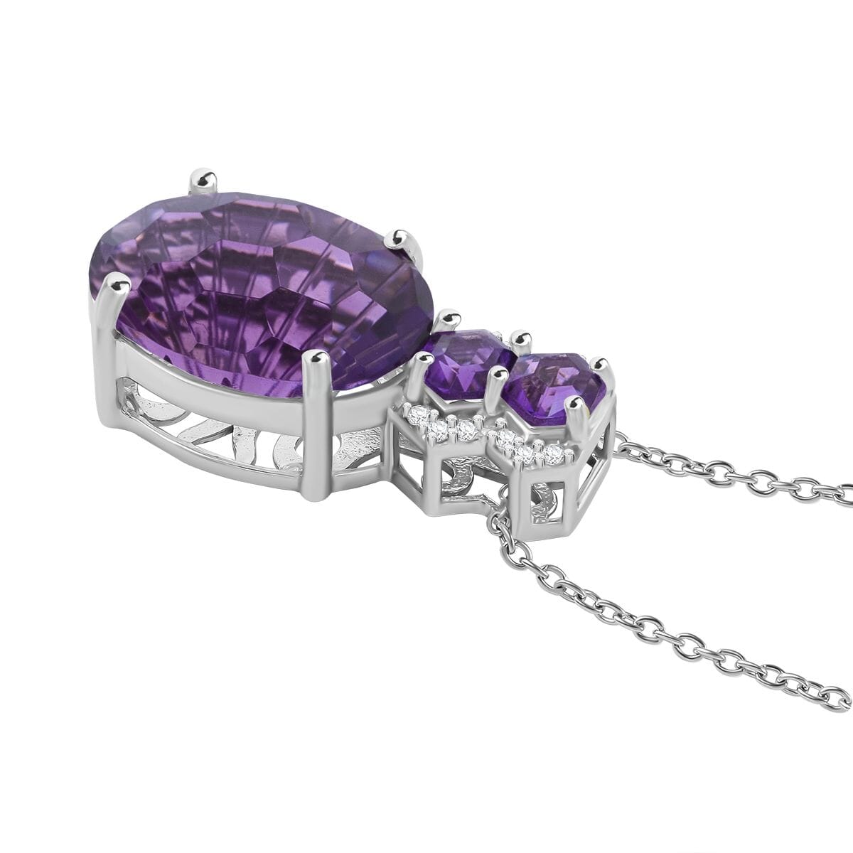 Amethyst & Zircon Pendant Necklace – Elegant Radiance
