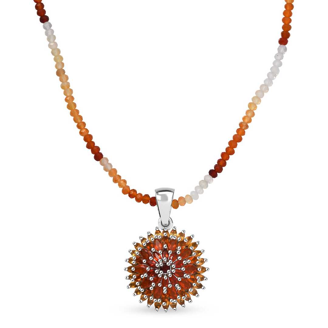 Chrysanthemum Flower Pendant Necklace in Sterling Silver