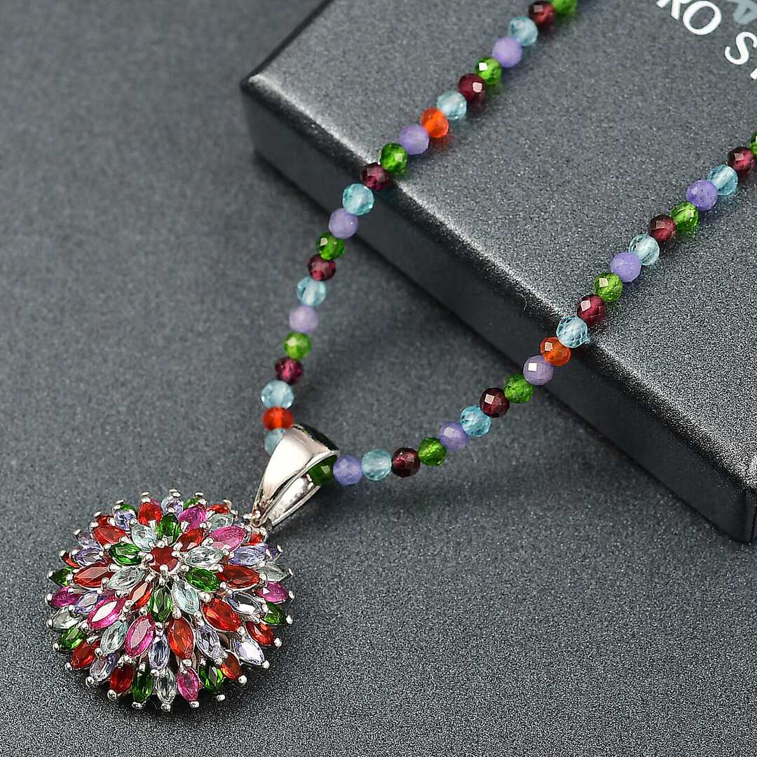 Chrysanthemum Flower Pendant Necklace in Sterling Silver