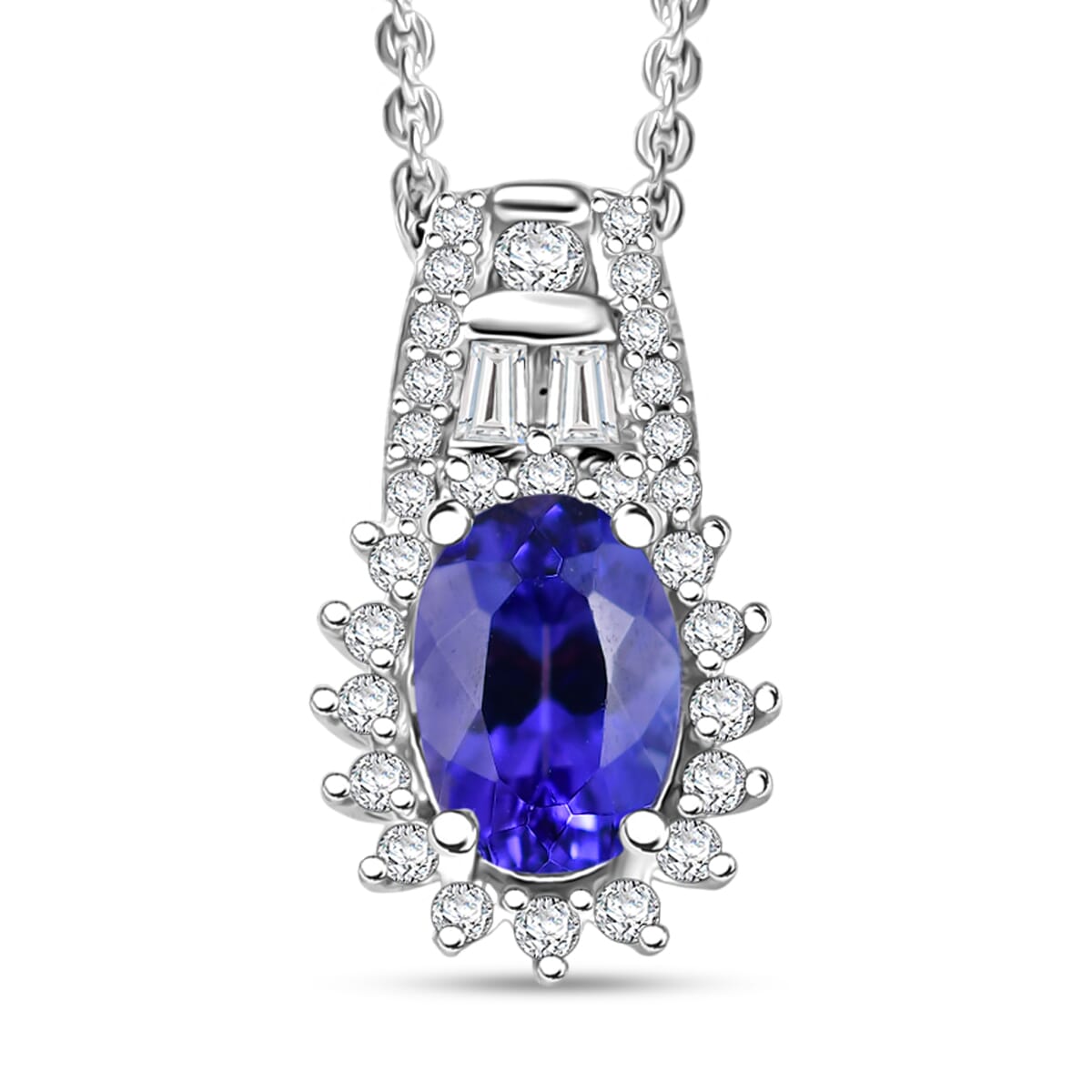 Tanzanite & White Zircon Starburst Necklace - A Beacon of Spiritual Insight