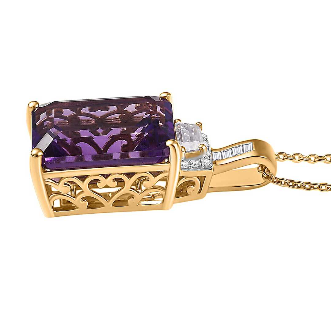 Lusaka Amethyst & Moissanite Art Deco Pendant Necklace