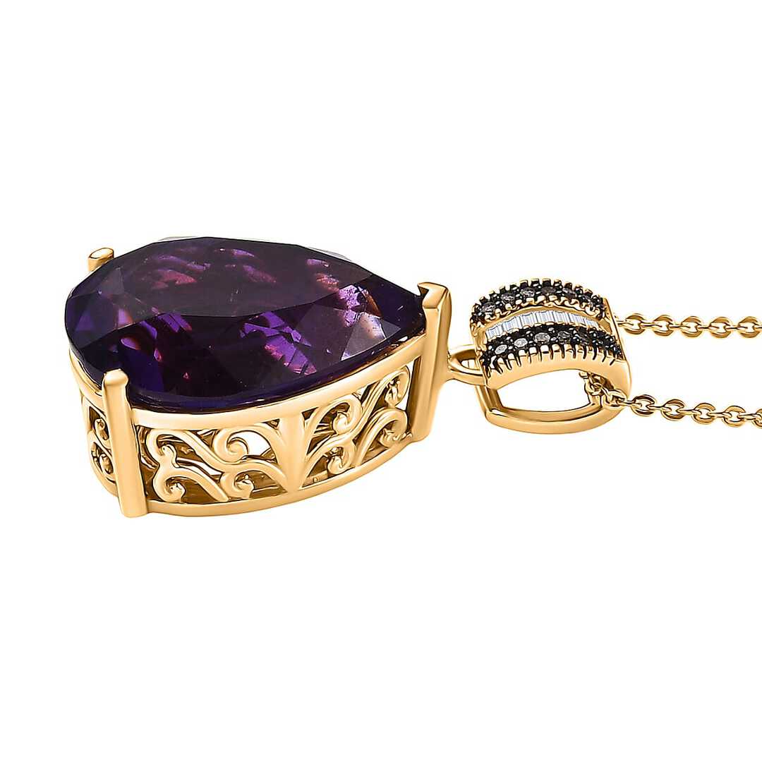 African Amethyst & Diamond Art Deco Pendant Necklace