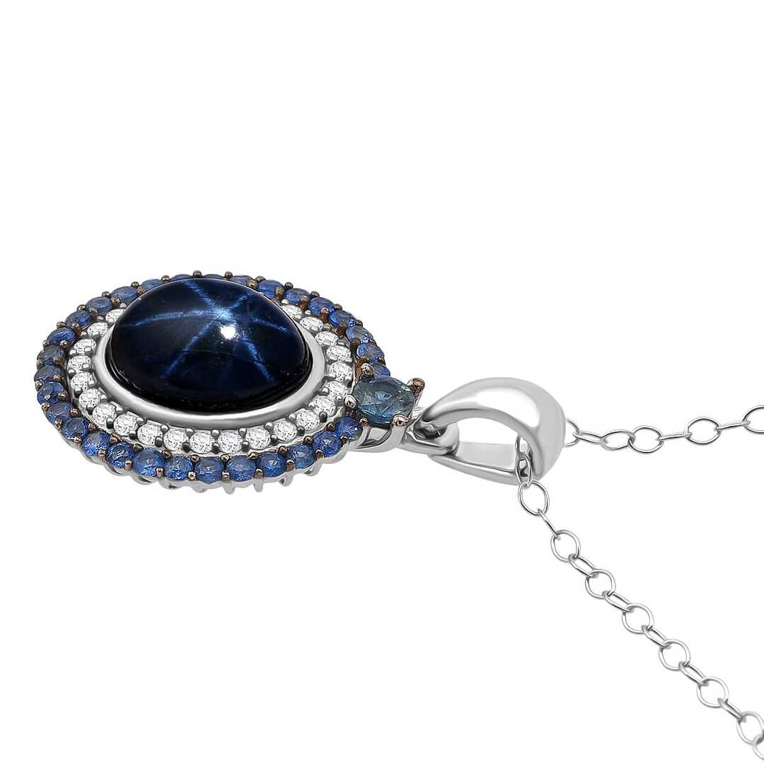 Blue Star Sapphire Pendant Necklace