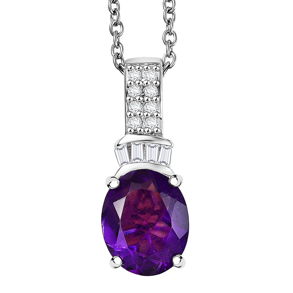 EverTrue Amethyst & Zircon Pendant Necklace