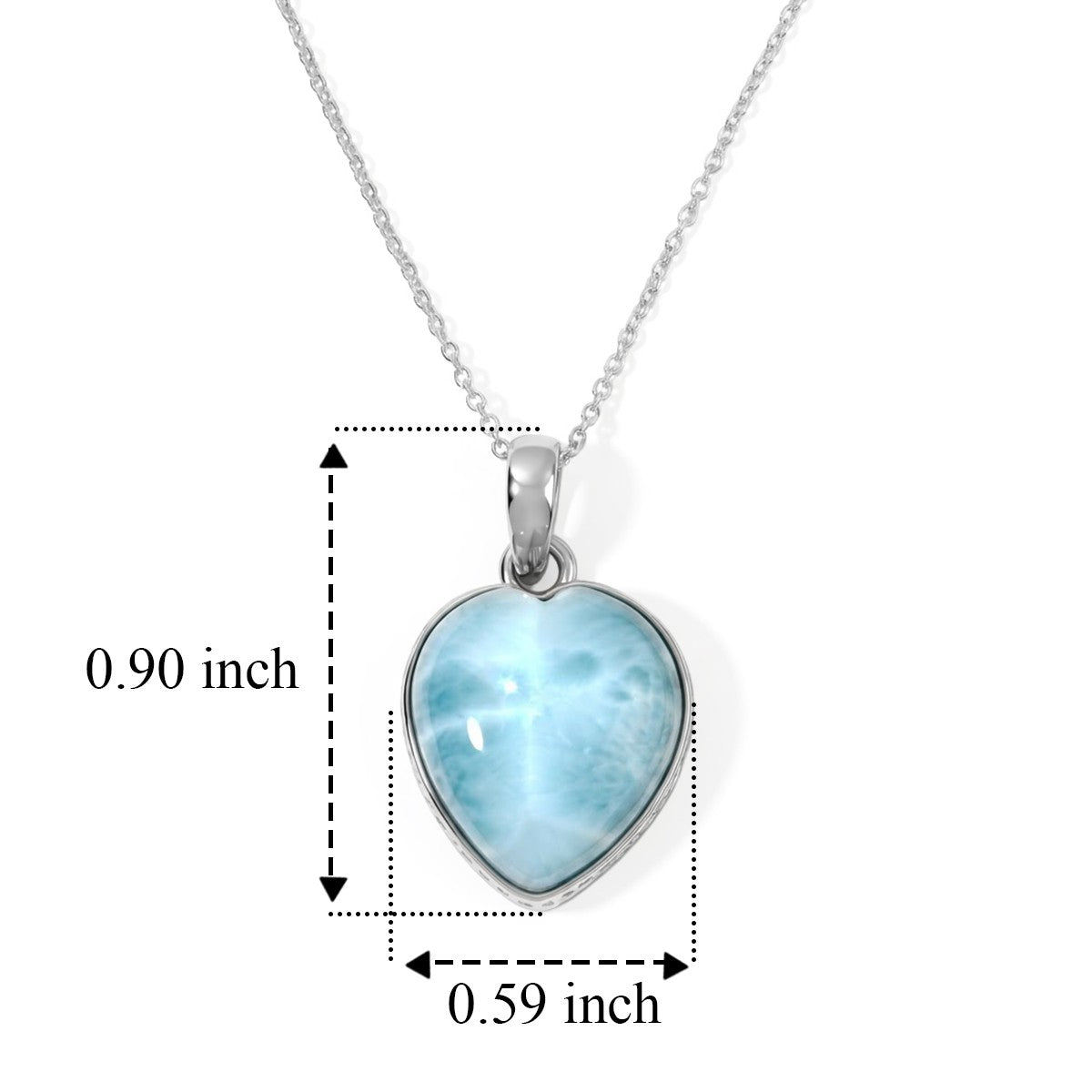 Larimar Heart Necklace | Genuine Stone in Sterling Silver