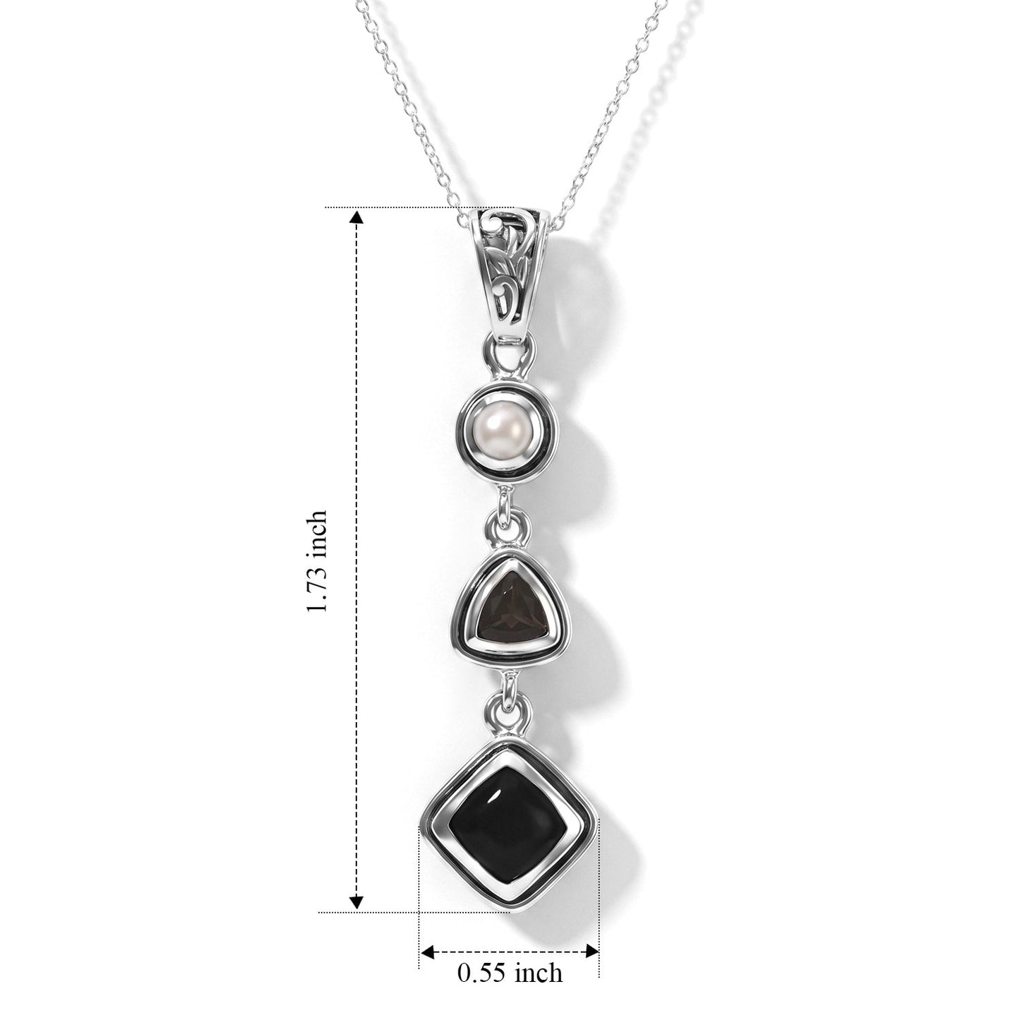 Black Obsidian Pendant – Pearl Crystal Teardrop Jewelry
