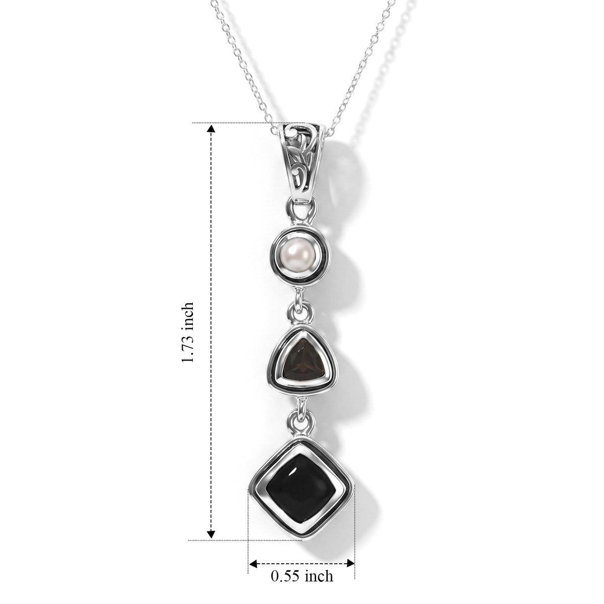 Black Obsidian Pendant – Pearl Crystal Teardrop Jewelry