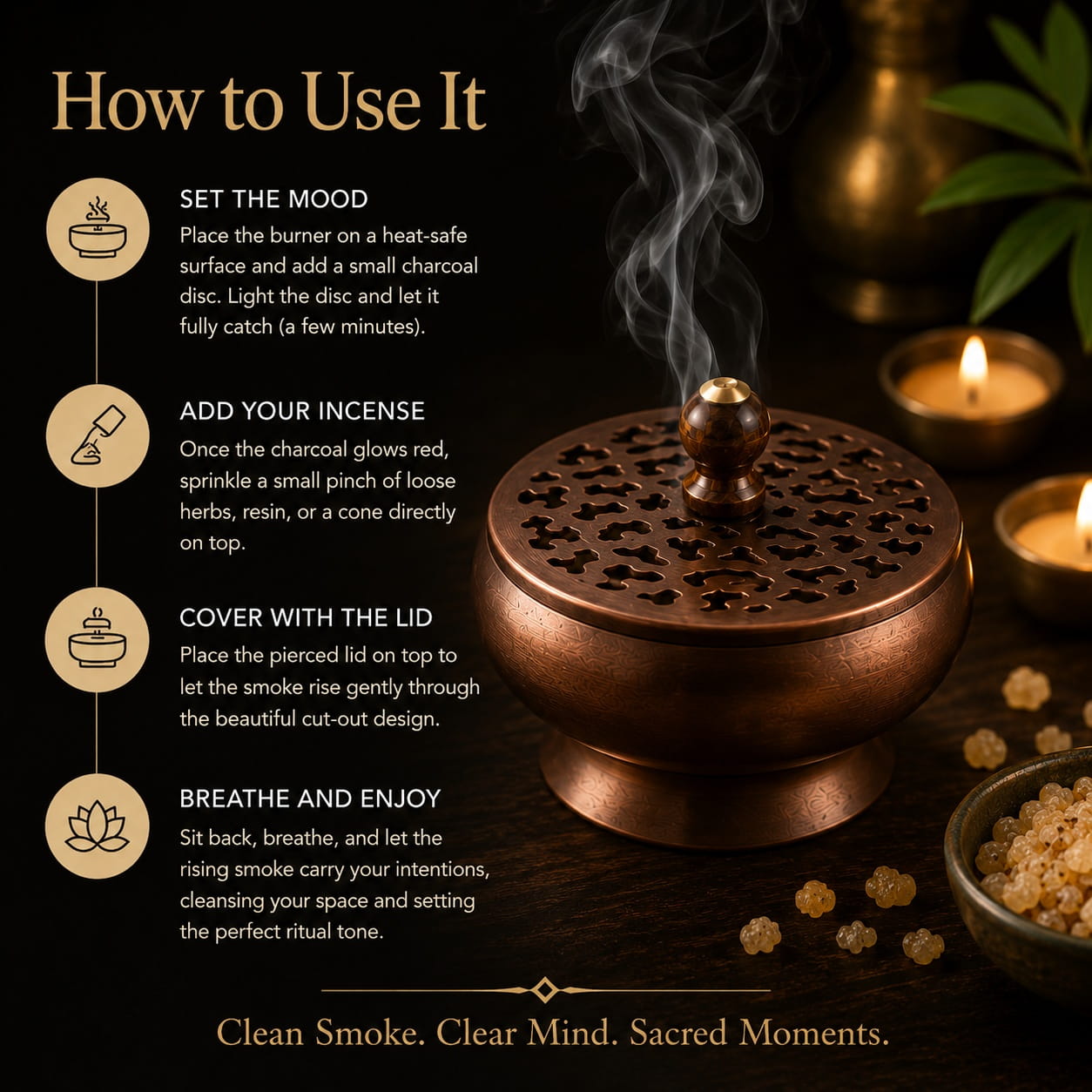 3-Piece Metal Incense Burner Set