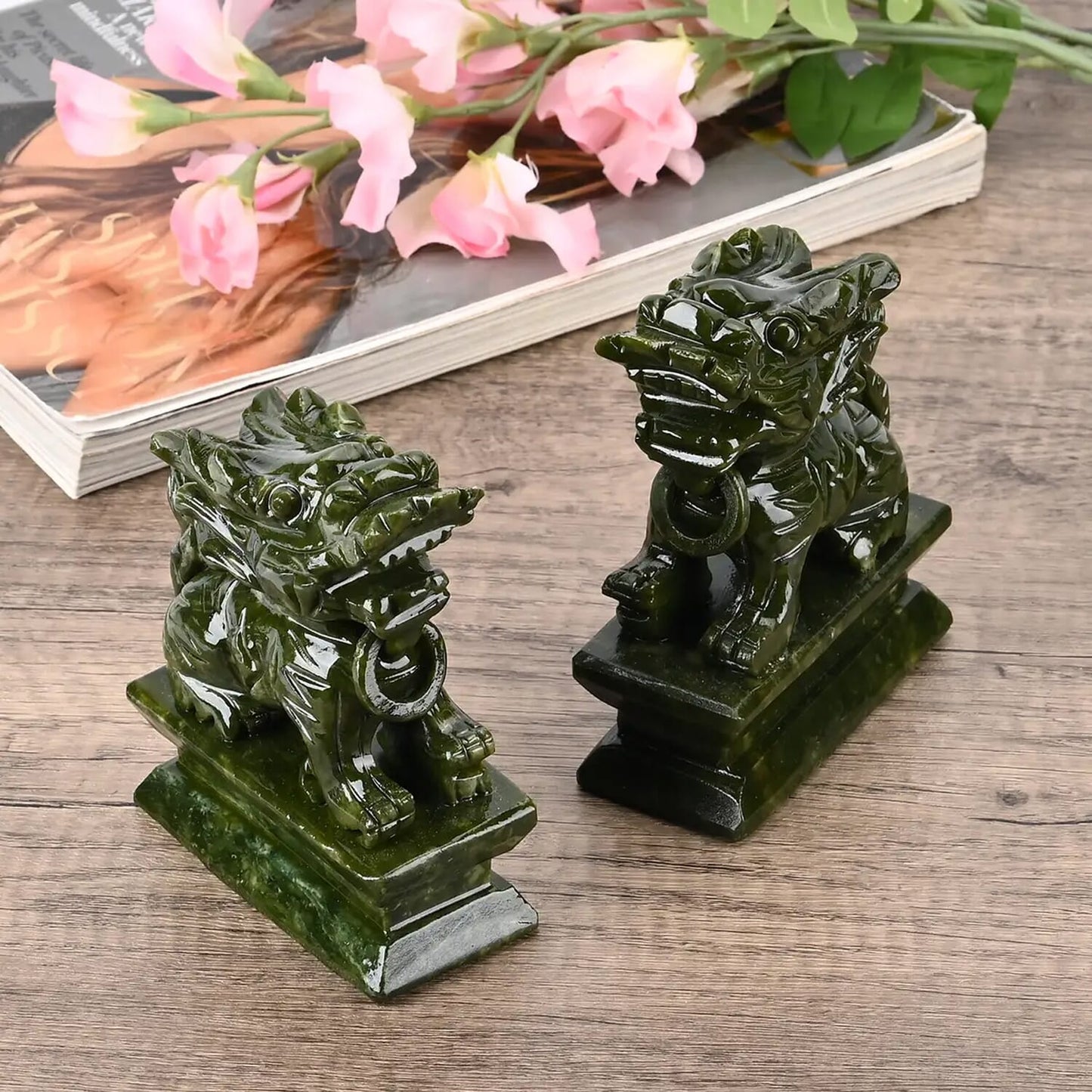 Serpentine Feng Shui Pixiu Duo – Crafted for Balance and Spiritual Energy