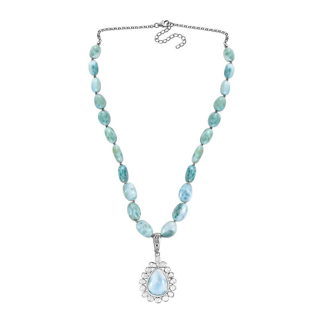 Larimar and Diamond Tree of Life Necklace