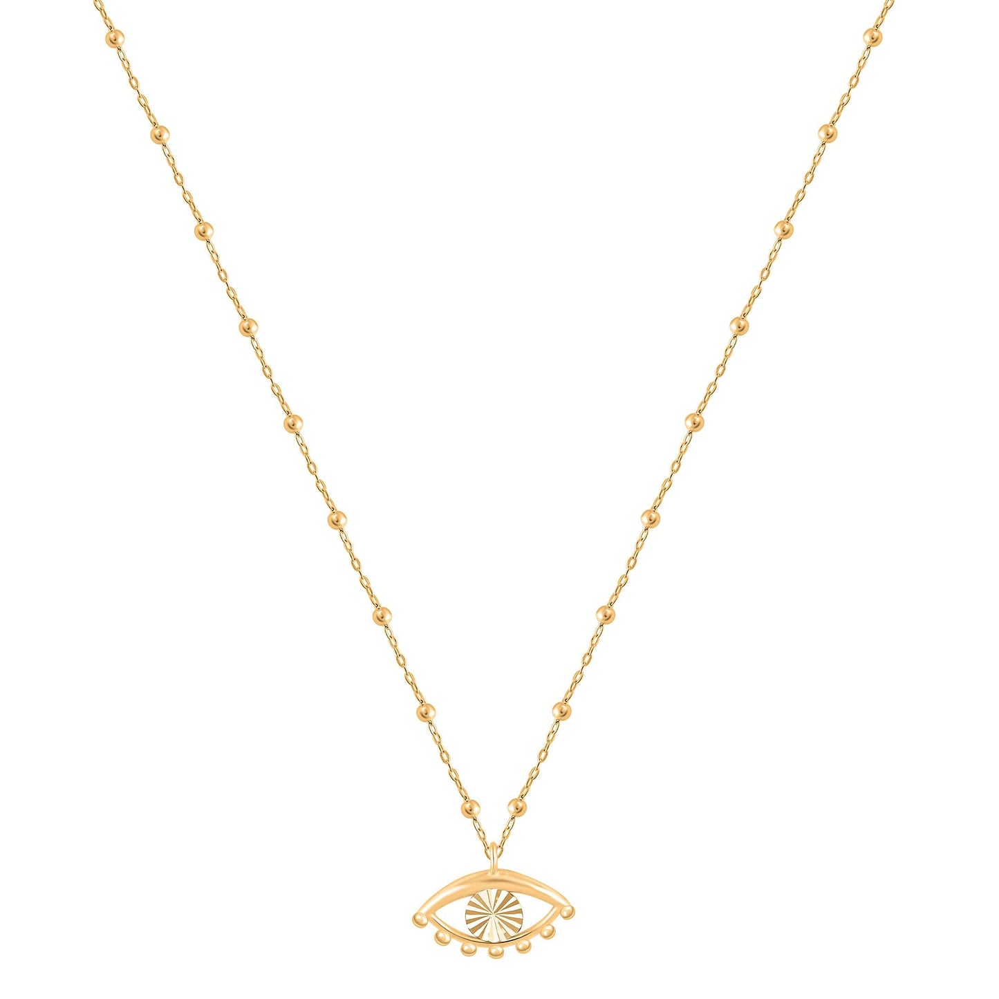 10K Yellow Gold Evil Eye Beaded Necklace – A Modern Amulet of Protection