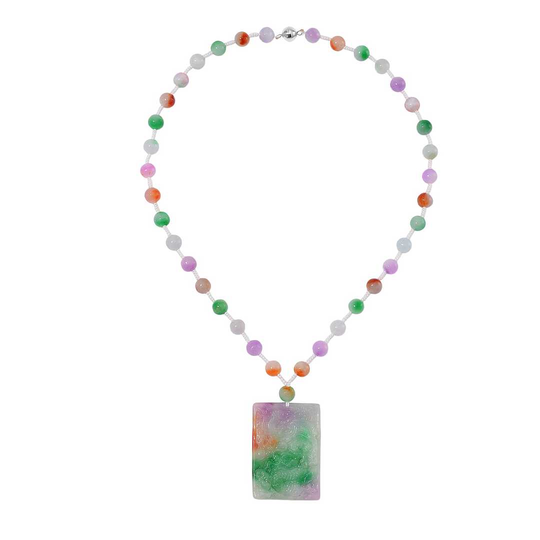 Multi-Color Jade Carved Pendant Necklace