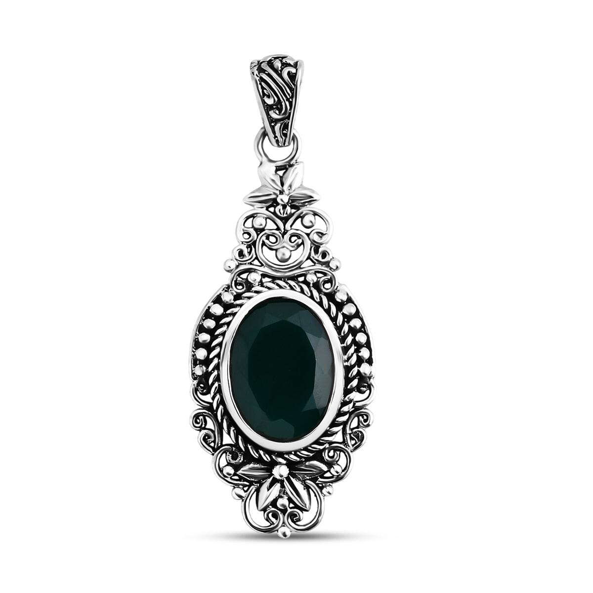 Bali Legacy Verde Onyx 7.65 ctw Antique Garden & Floral Pendant – A Symbol of Protection and Renewal
