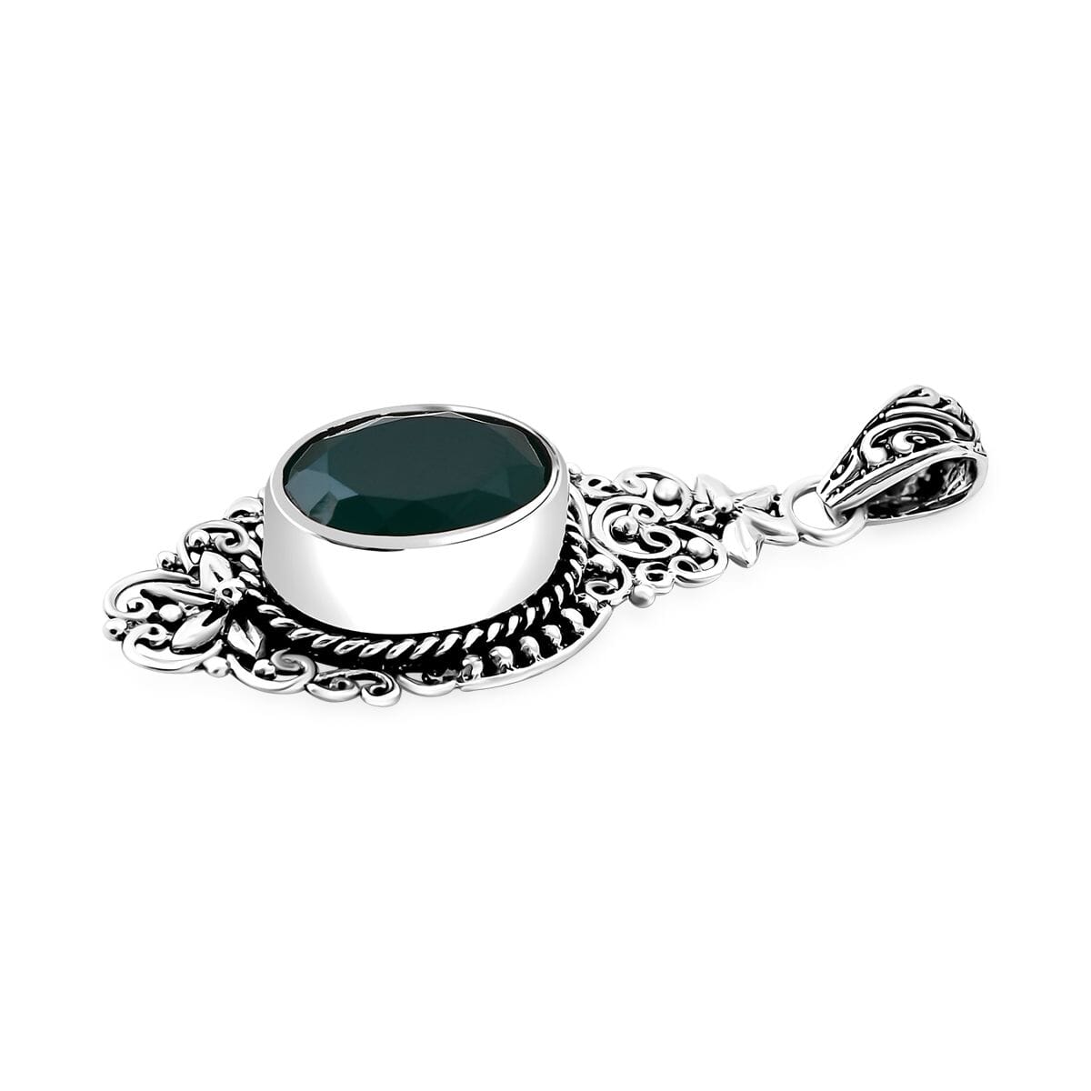 Bali Legacy Verde Onyx 7.65 ctw Antique Garden & Floral Pendant – A Symbol of Protection and Renewal