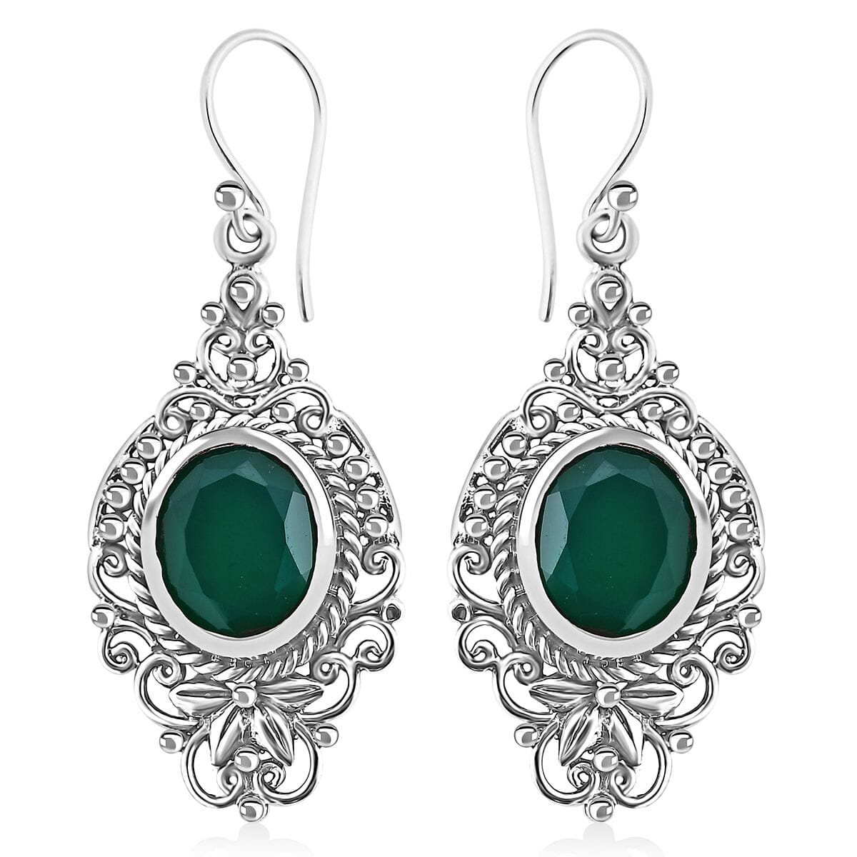 Bali Legacy Verde Onyx 8.00 ctw Antique Garden & Floral Earrings – A Symbol of Renewal and Strength