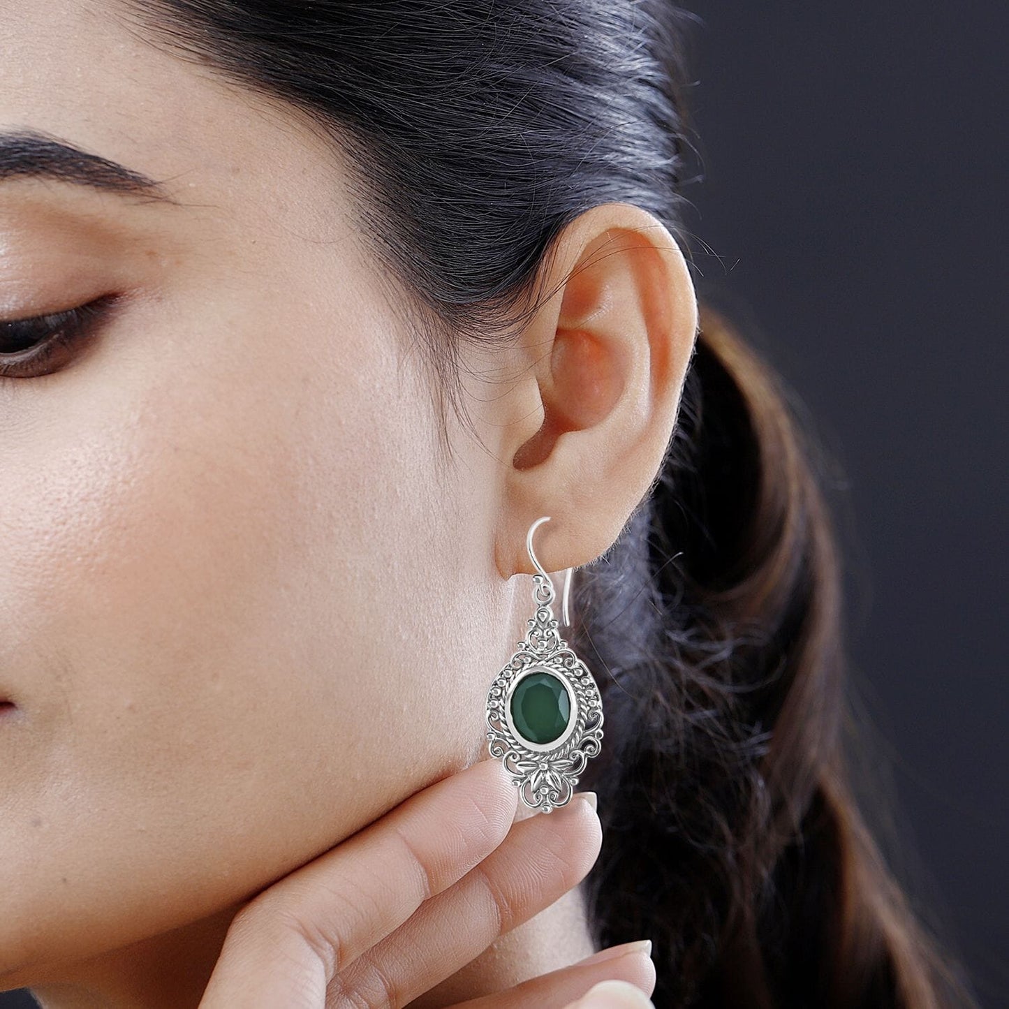 Bali Legacy Verde Onyx 8.00 ctw Antique Garden & Floral Earrings – A Symbol of Renewal and Strength