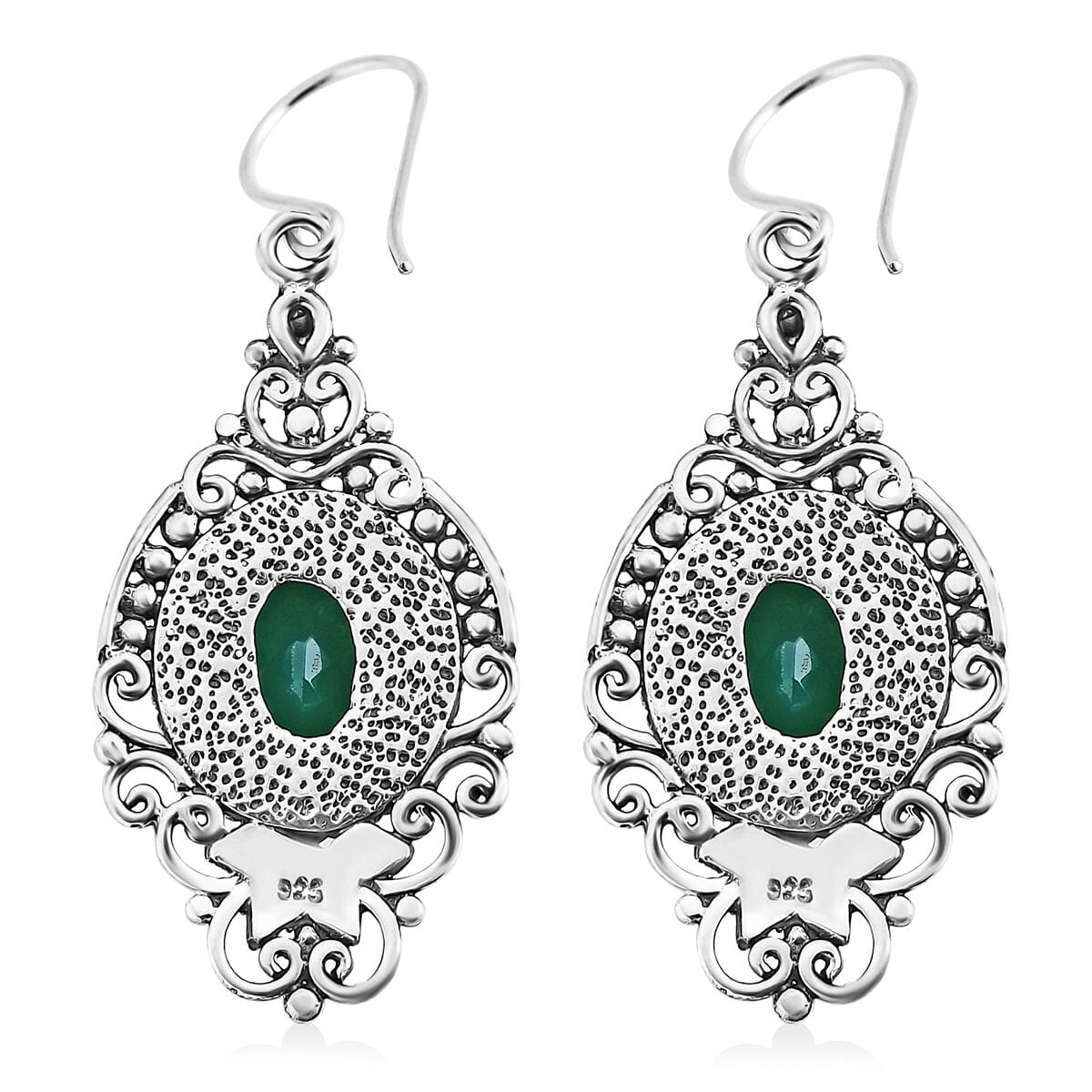 Bali Legacy Verde Onyx 8.00 ctw Antique Garden & Floral Earrings – A Symbol of Renewal and Strength