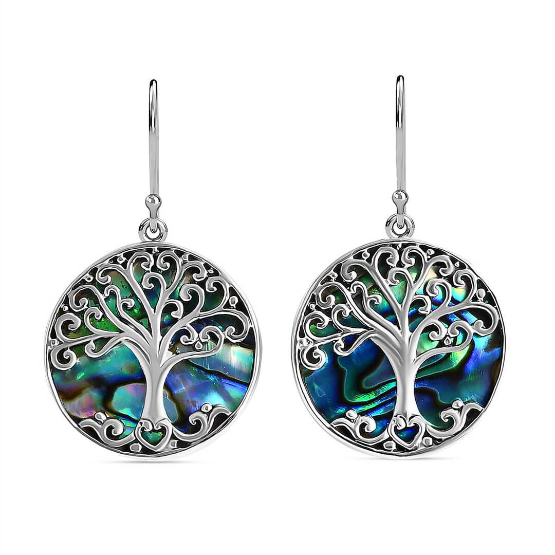 Sterling Silver Tree of Life Earrings – With Natural Abalone Shell
