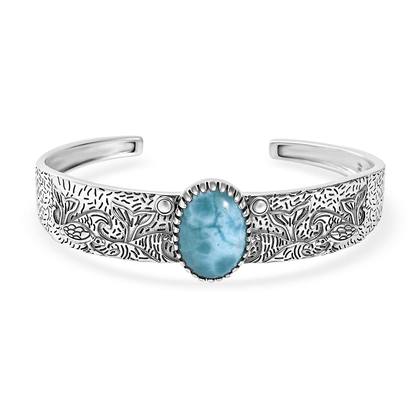 DJOY Premium Larimar 13.60 ctw Fin and Flow Cuff Bracelet – A Symbol of Tranquility and Balance