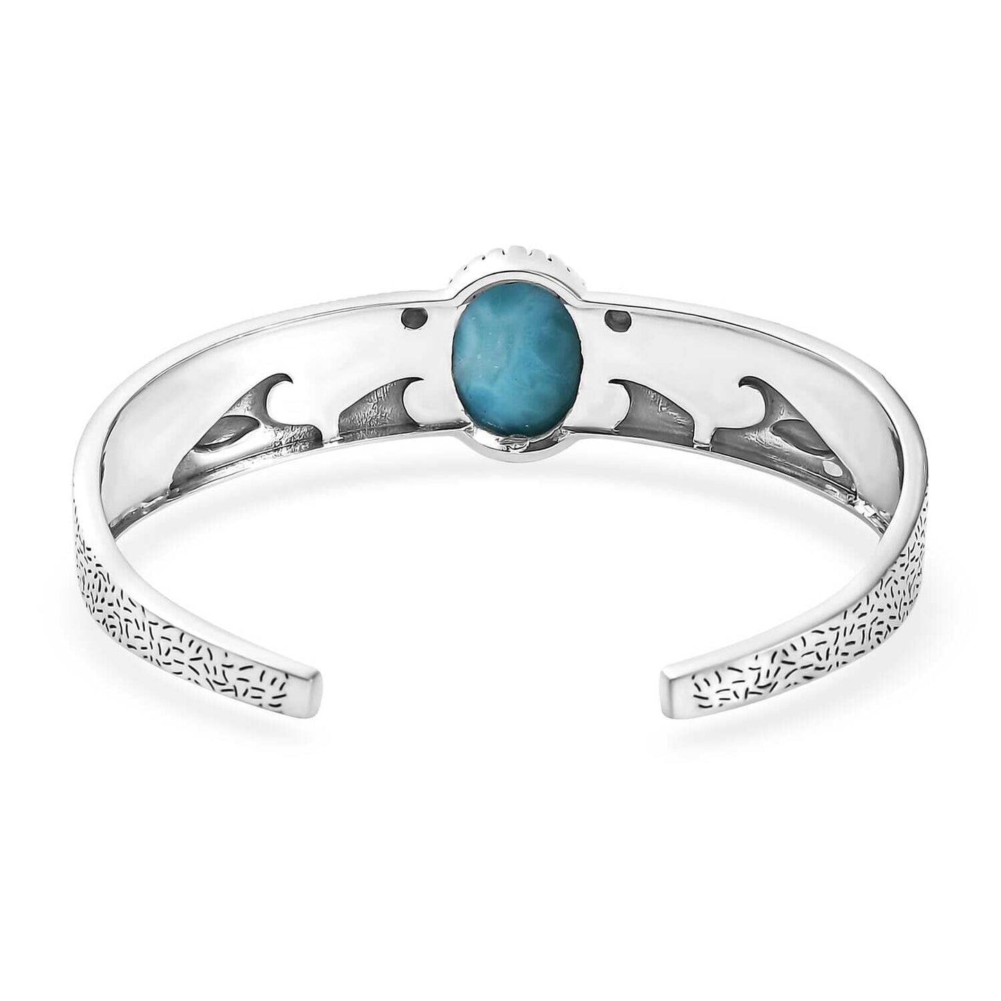 DJOY Premium Larimar 13.60 ctw Fin and Flow Cuff Bracelet – A Symbol of Tranquility and Balance