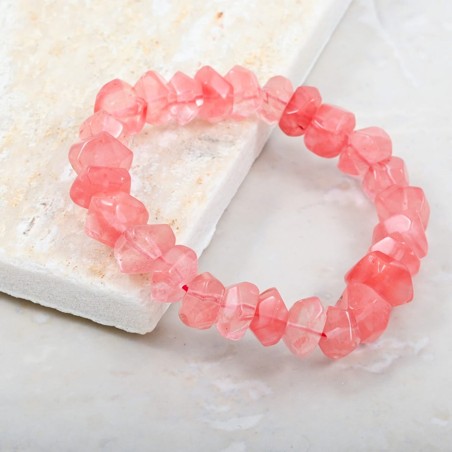 Cherry Quartz Stretch Bracelet – For Releasing Emotional Pain