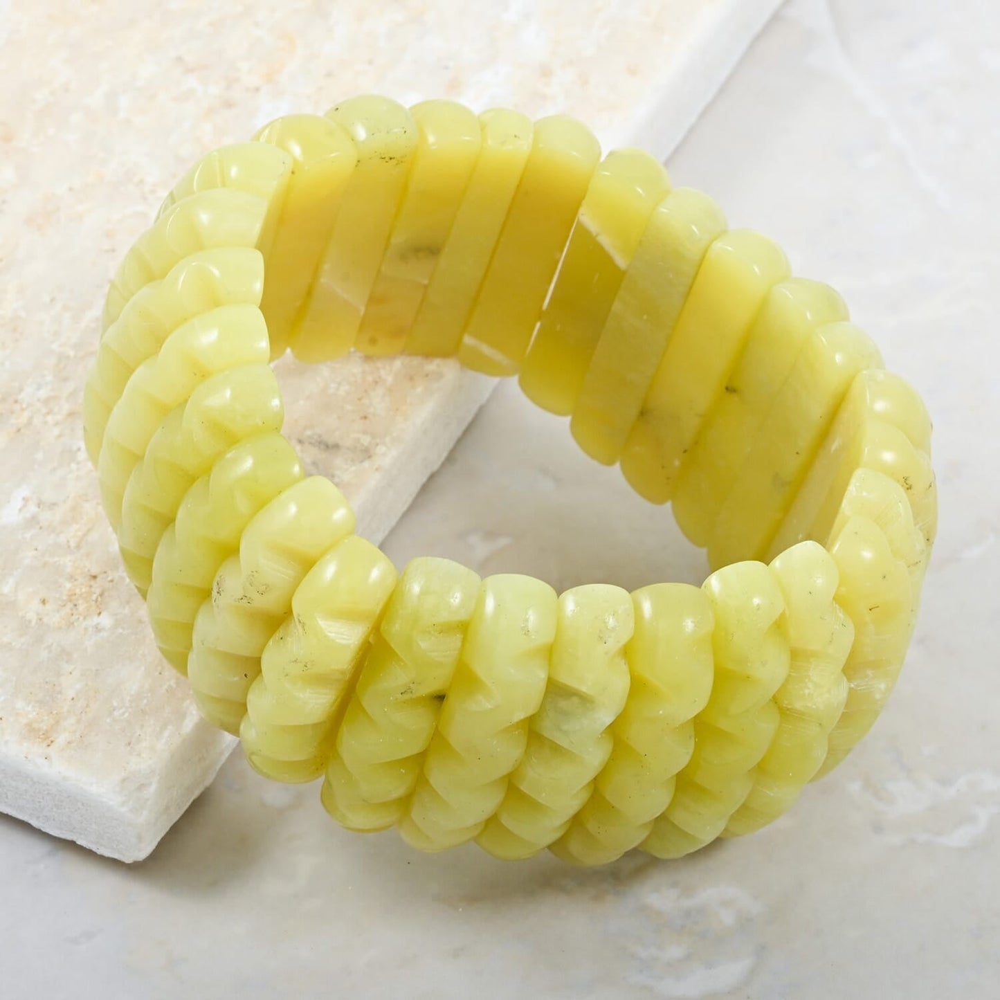 Carved Gemstone Wavy Bracelet β For Positivity & Manifestation