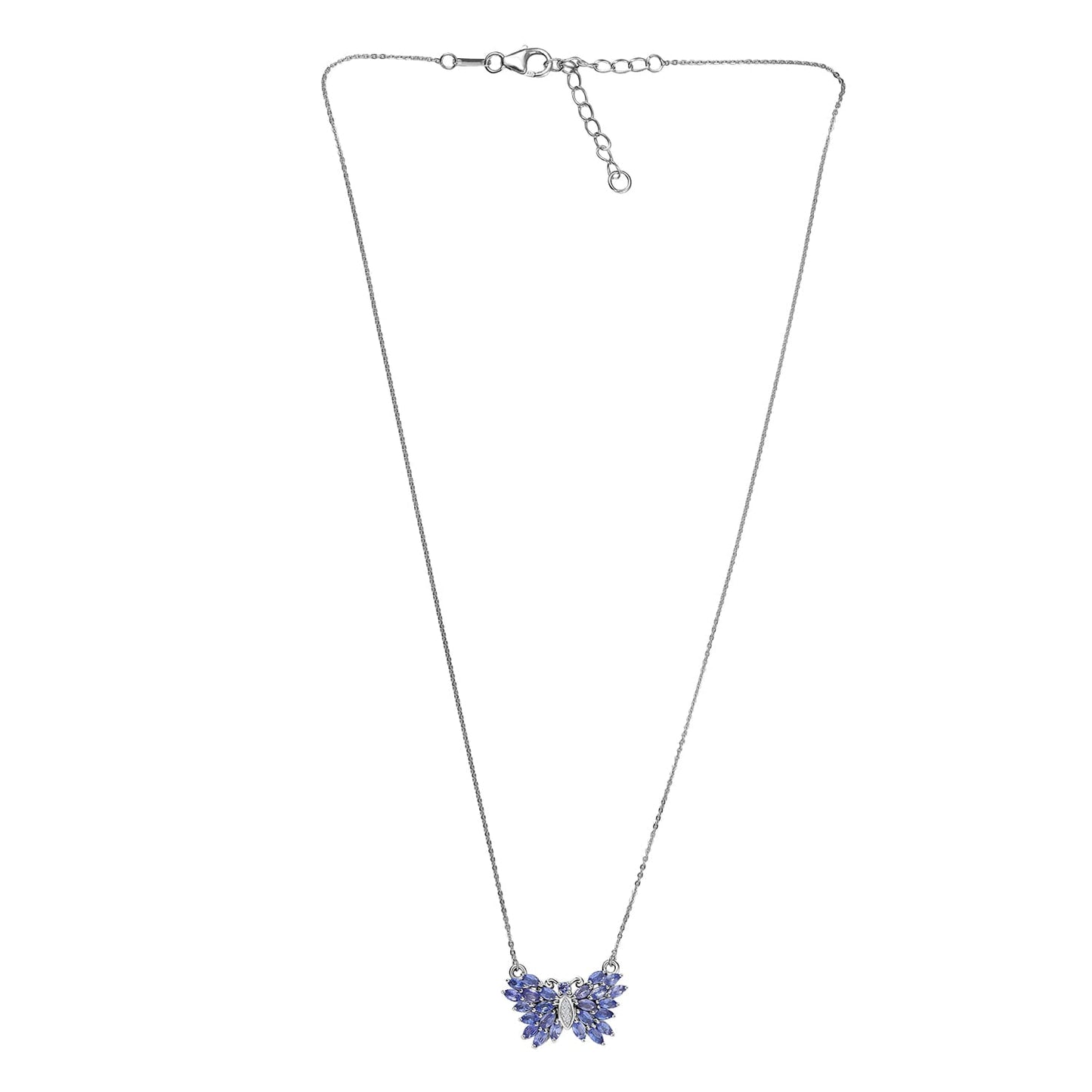DJOY Tanzanite & White Zircon Butterfly Necklace – A Symbol of Grace and Beauty