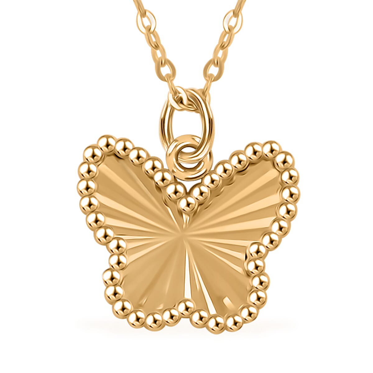 10K Yellow Gold Diamond-Cut Butterfly Pendant Necklace – A Golden Symbol of Transformation