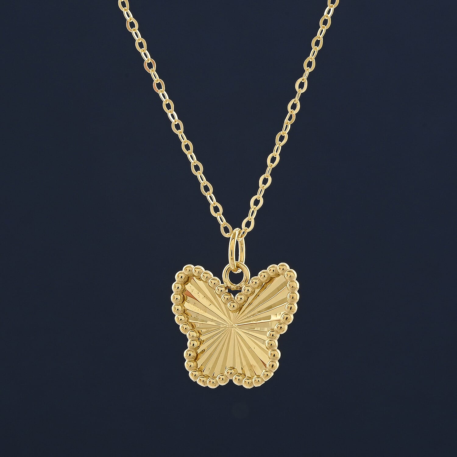 10K Yellow Gold Diamond-Cut Butterfly Pendant Necklace – A Golden Symbol of Transformation