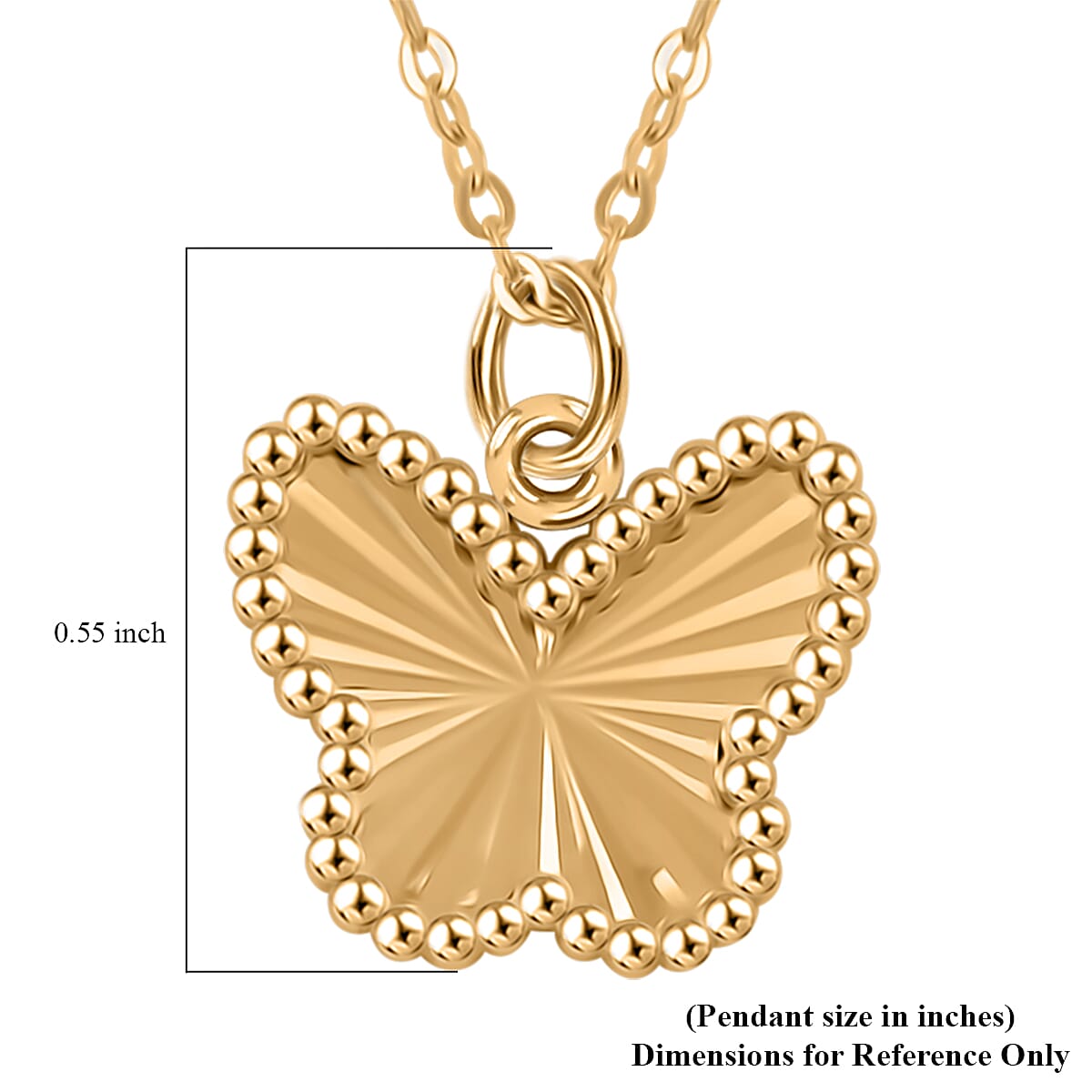 10K Yellow Gold Diamond-Cut Butterfly Pendant Necklace – A Golden Symbol of Transformation