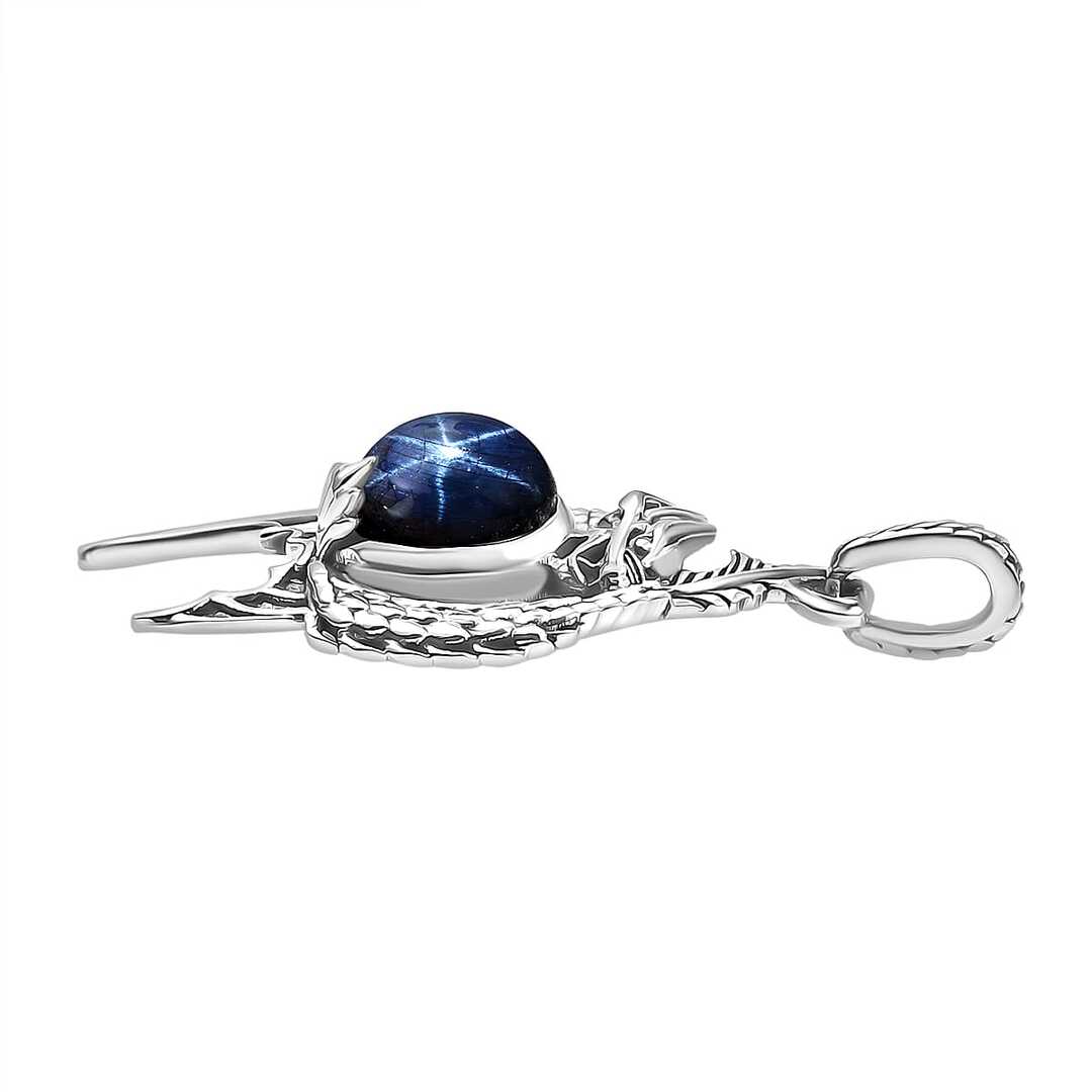 Blue Star Sapphire Dragon Pendant