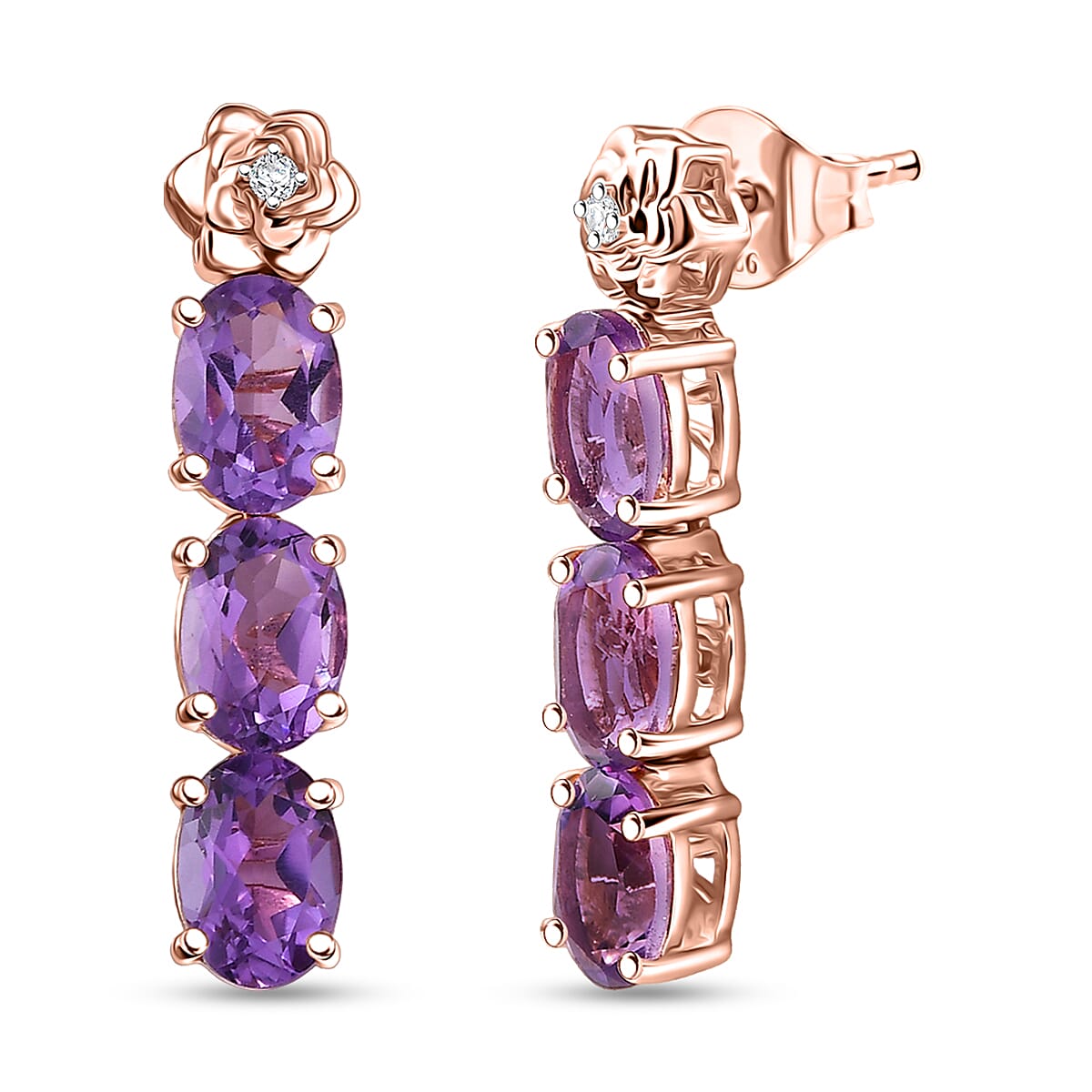 Italian Garden Rose de France Amethyst Earrings — Soft Romance & Timeless Grace