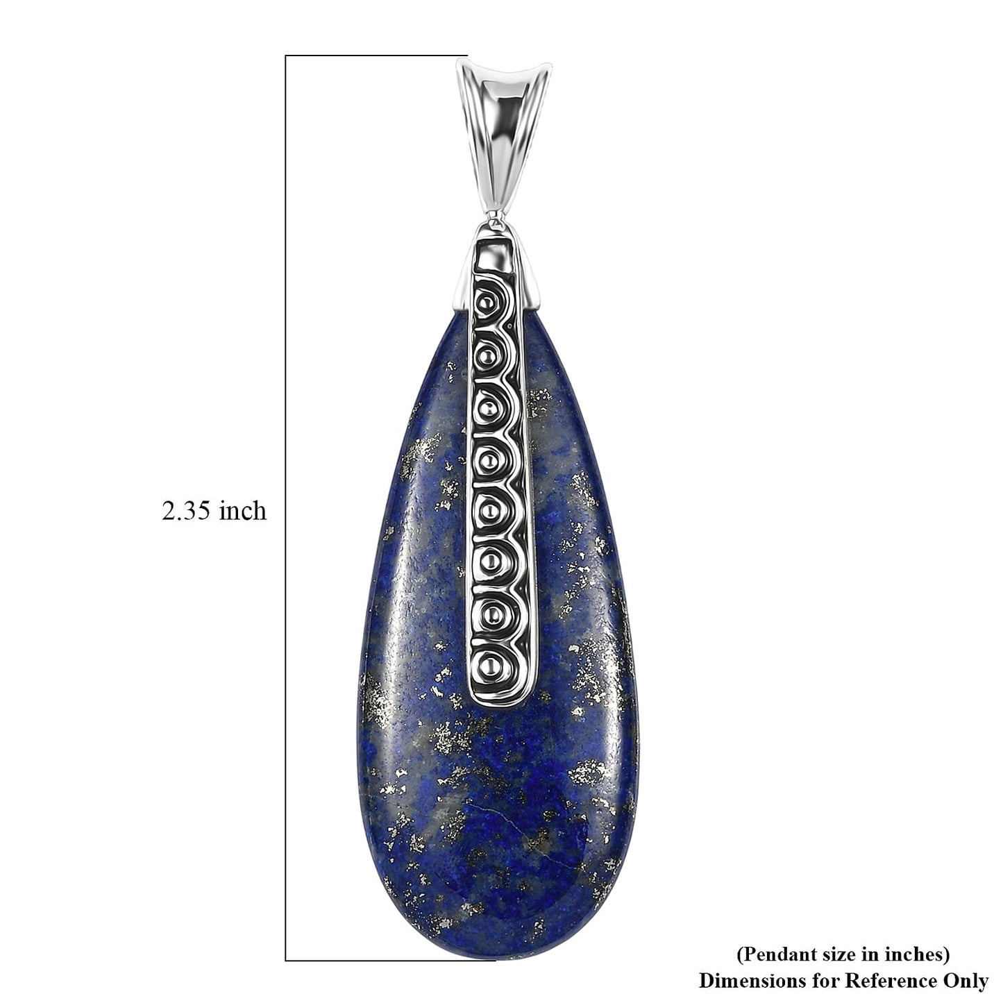 Labradorite or Lapis Lazuli Teardrop Pendant in Rhodium Over Sterling Silver