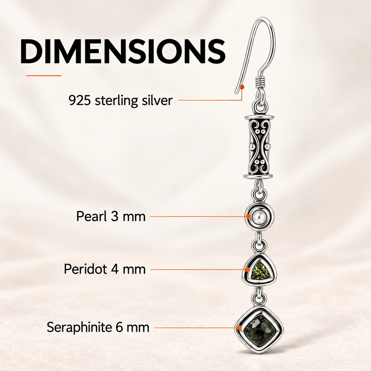 Seraphinite Earrings - Rare Sterling Silver Crystal Jewelry