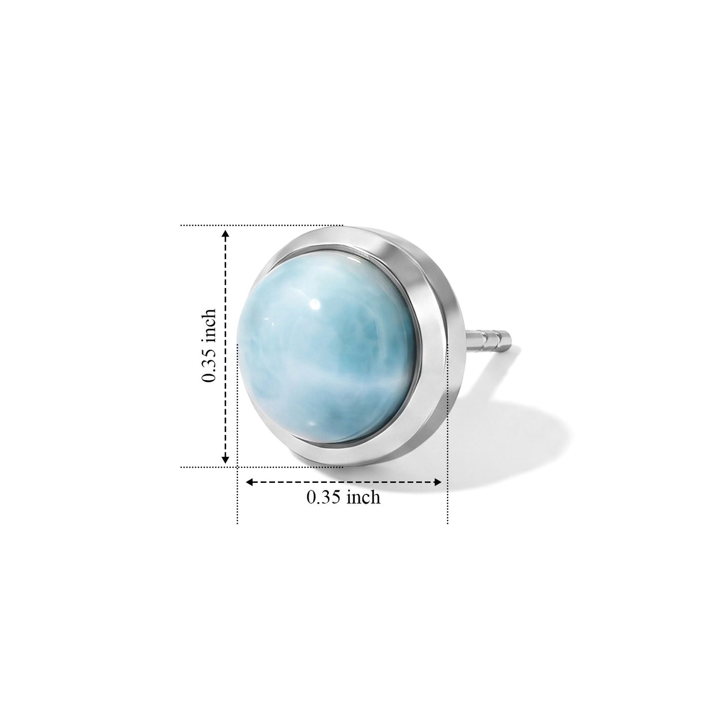 Larimar Round Stud Earrings – Sky Blue Gemstone Jewelry