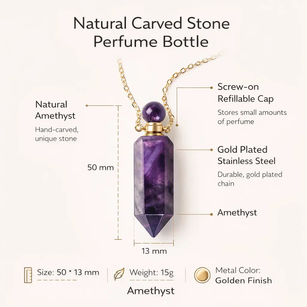 Natural Carved Stone Perfume Bottles — Infuse Your Scent with Healing Energy