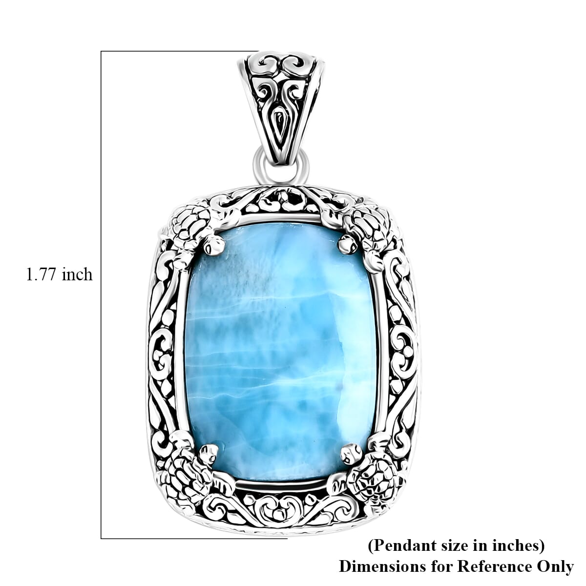 Balinese Silver Larimar Pendant – A Tribute to Oceanic Wisdom & Peace