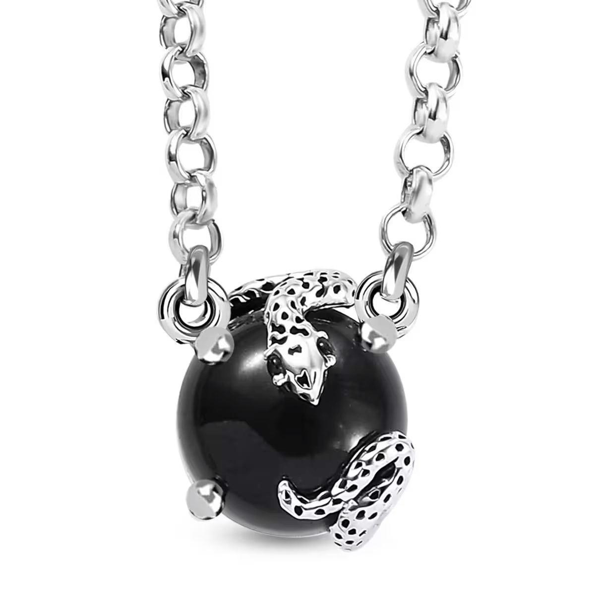 Year of the Snake Necklace – Black Jade & Thai Black Spinel 18 Inches