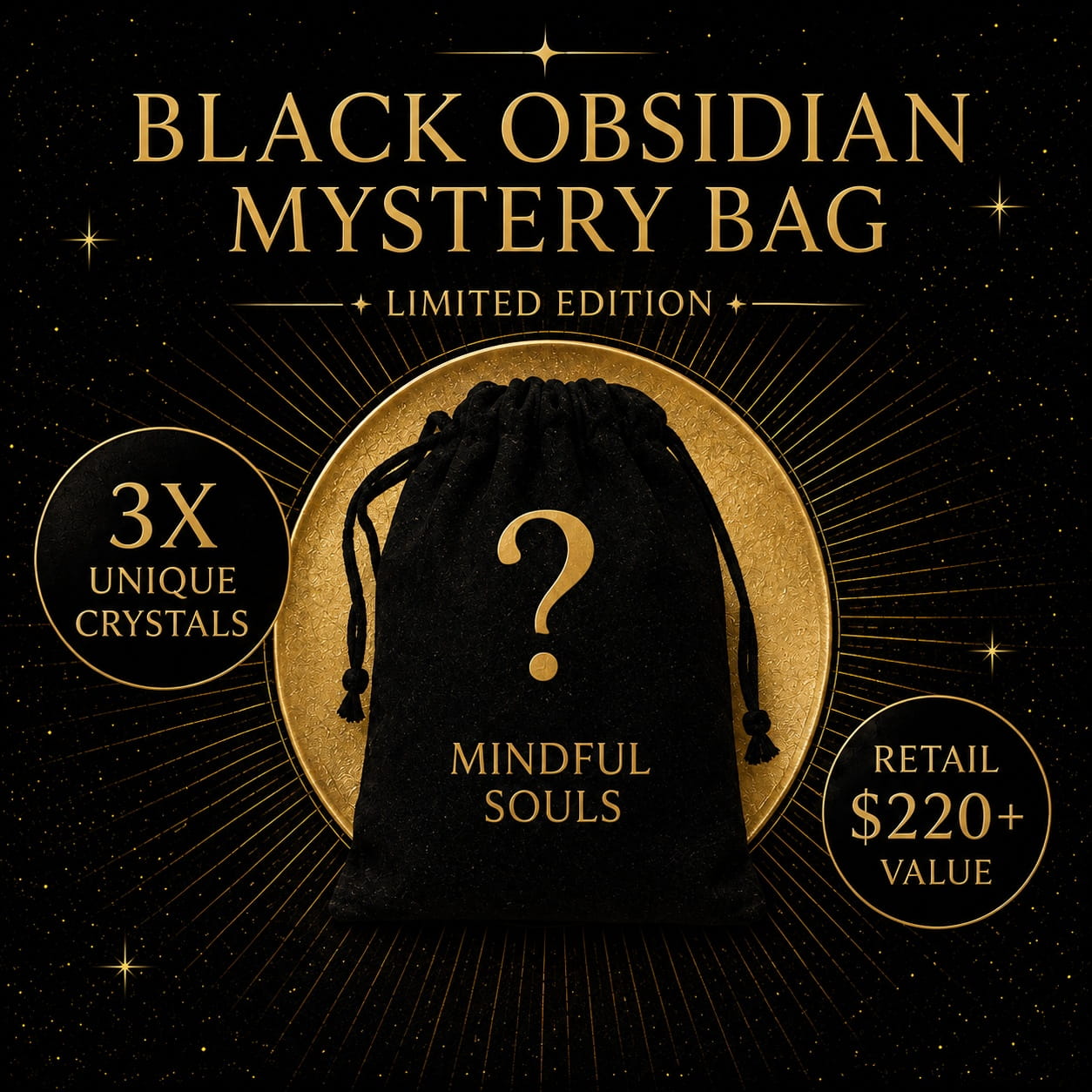 Crystal Mystery Bag – Black Obsidian Empath Shield Edition