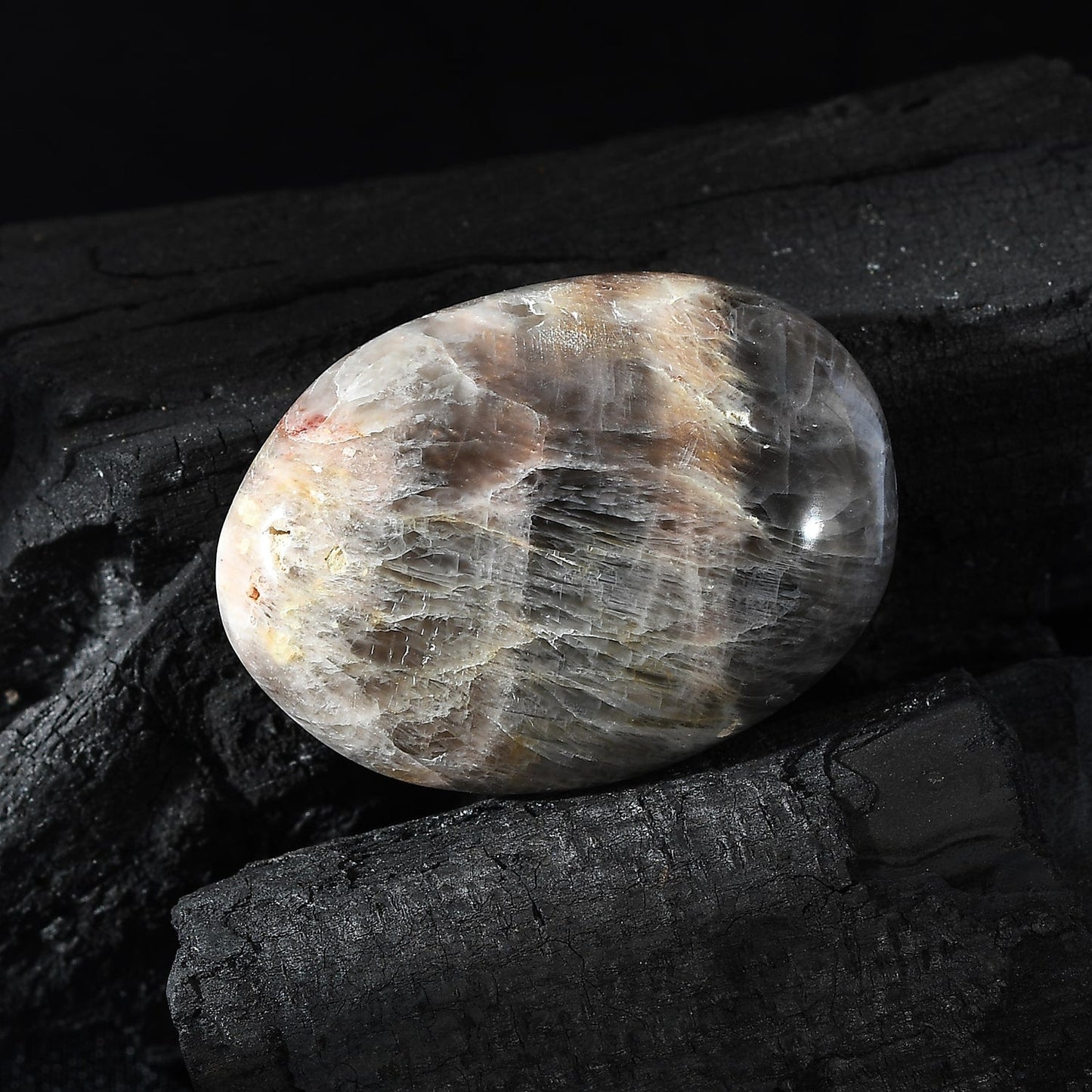 Black Moonstone Palm Stone - For Shadow Work & Self-Discovery