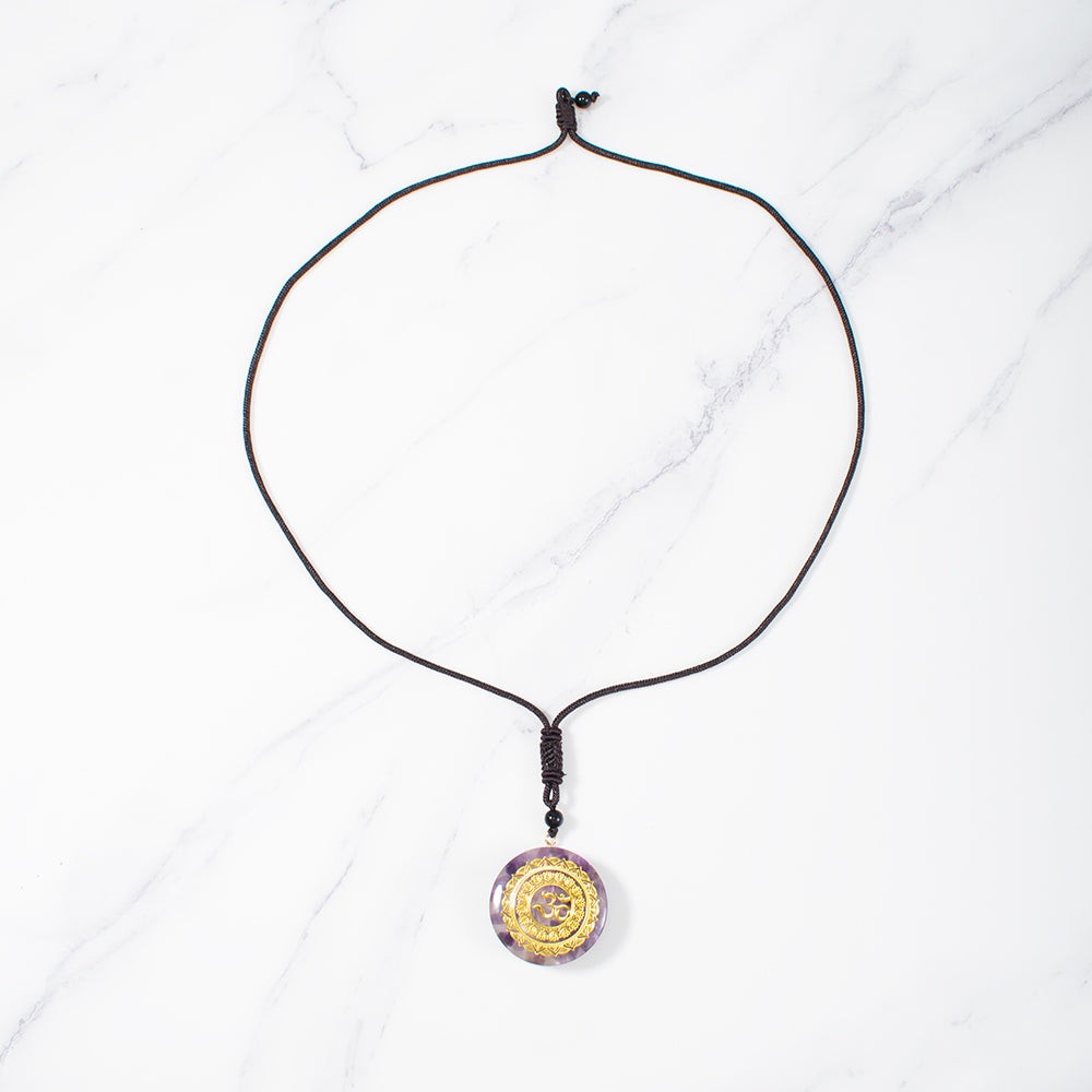 Orgone Energy Om Amethyst Necklace Talisman