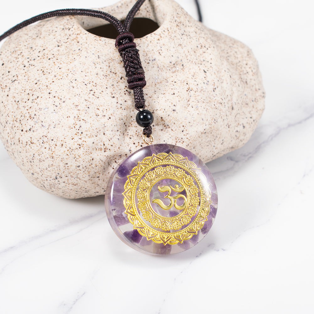 Orgone Energy Om Amethyst Necklace Talisman