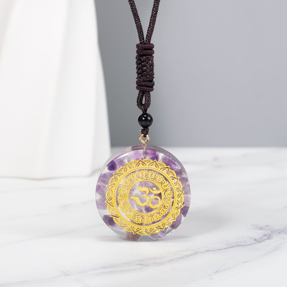 Orgone Energy Om Amethyst Necklace Talisman