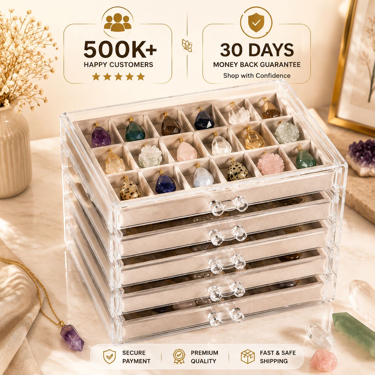 Crystal & Gemstone Display Case β Organized Elegance