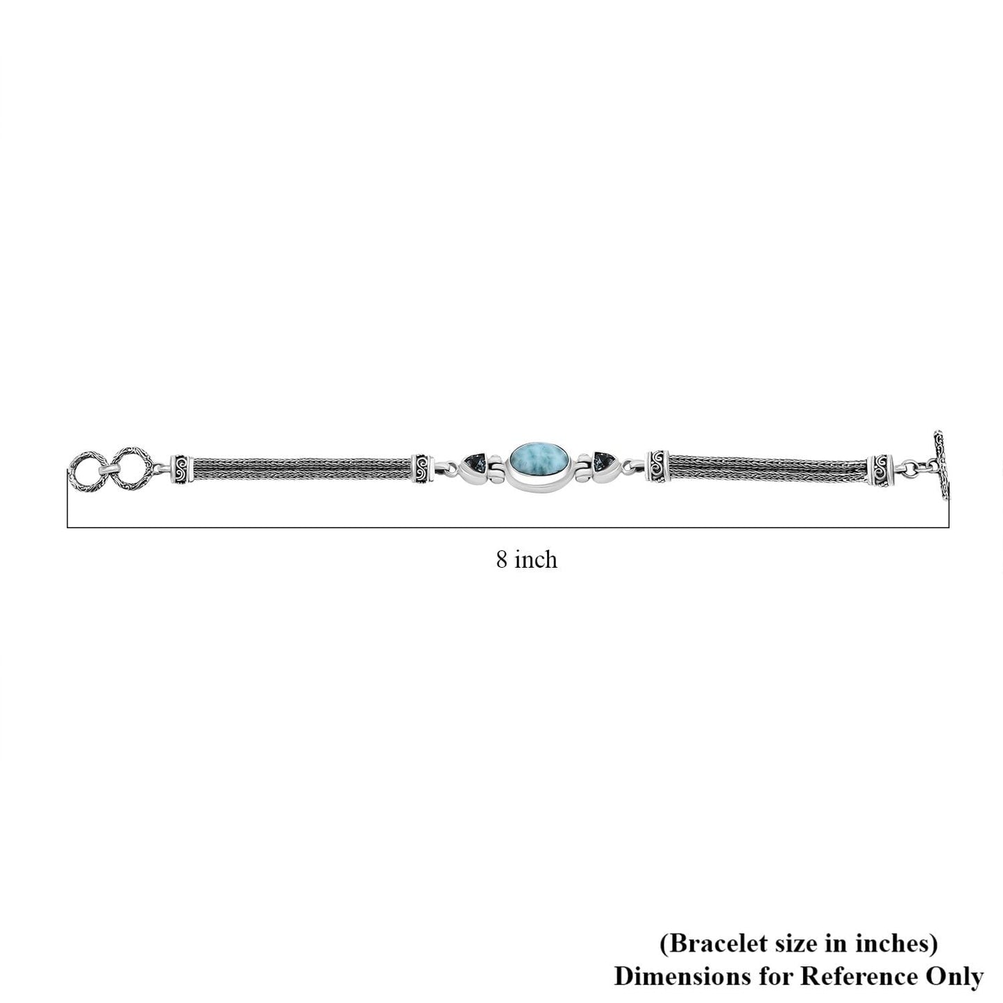 Balinese Natural Green Larimar & Sky Blue Topaz Bracelet – Communication & Inner Peace