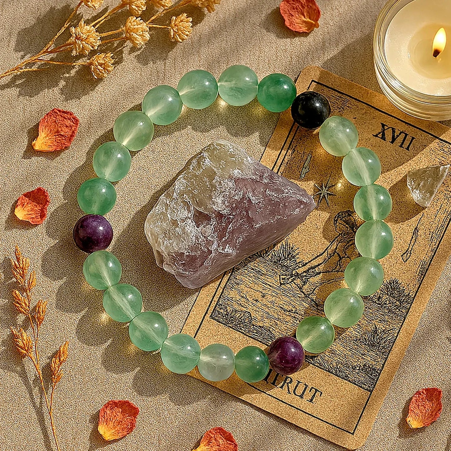 Beads Bracelet & Raw Crystal Set – Double the Energy, Double the Magic