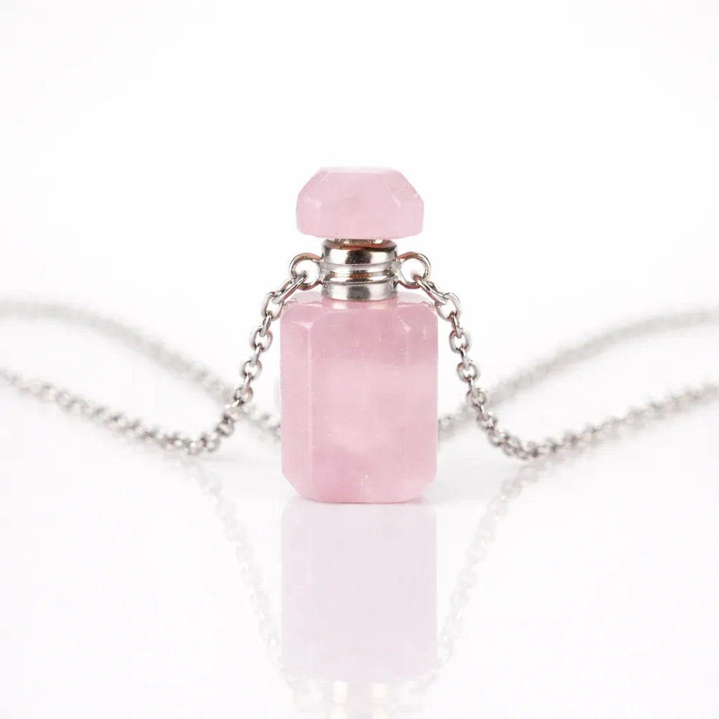 Engraved Gemstone Perfume Bottle Pendant — Embrace the Scent of Spiritual Energy